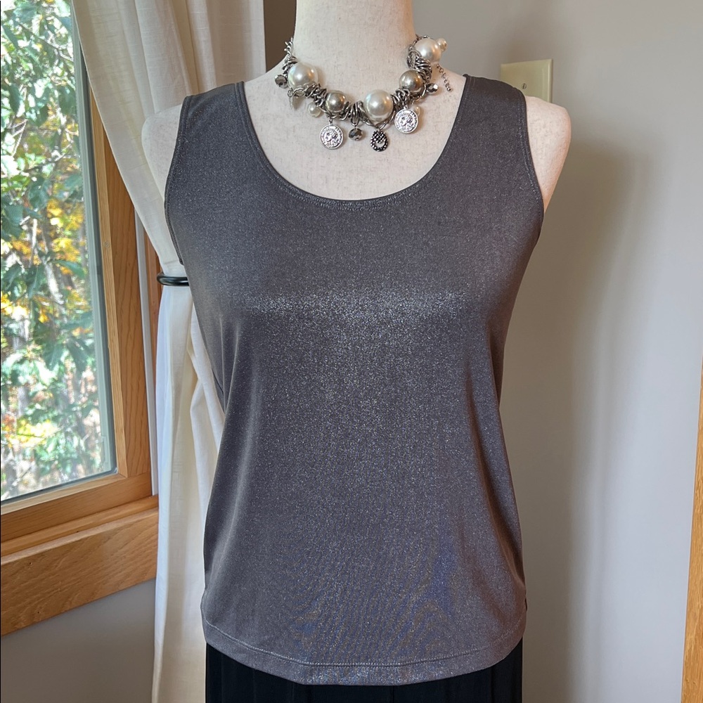 Like New Chico's Travelers Metallic Silver Shell, Cami, Tank